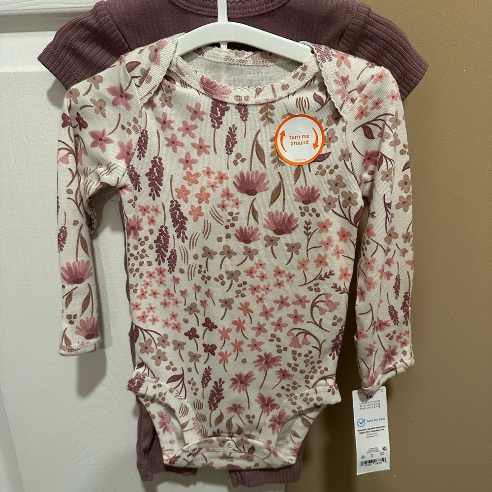 Carter's Pink and Cream Floral Baby Onesie